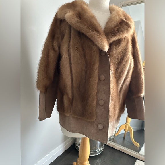 Cropped Vintage Fur/Suede Brown Jacket - Picture 2 of 6